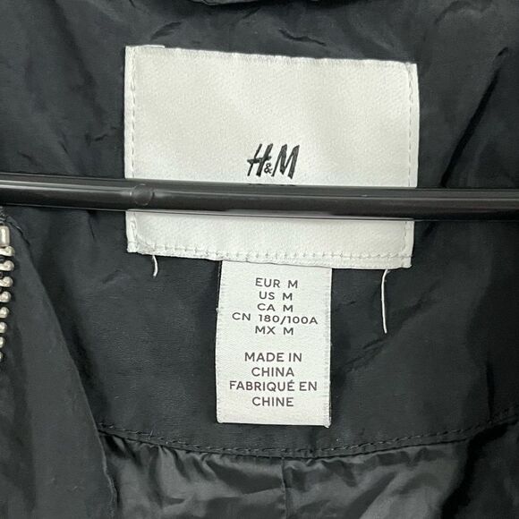 H&M Black/White Bomber Zipper Front Jacket Size Medium - Picture 4 of 5